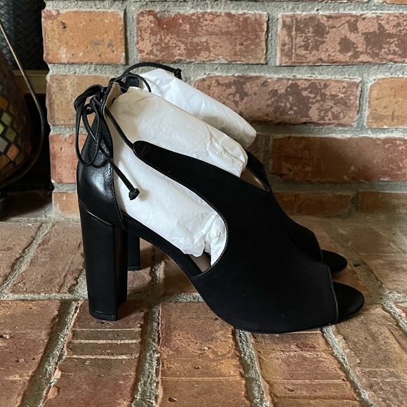 NEW Rachel Zoe Stephanie Black Peep Toe Sandals - Picture 2 of 9